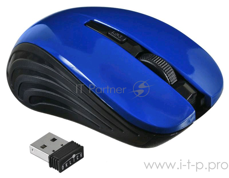 Мышь Oklick 545MW черный/синий оптическая (1600dpi) беспроводная USB (4but)