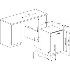 Встраиваемая посудомоечная машина SMEG, 45 см, 10 комплектов