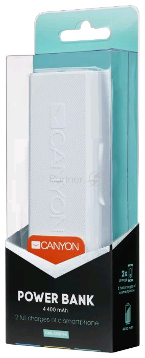 Внешний аккумулятор Canyon CNE-CPBF44W 4400mAh (White). (H2CNECPBF44W)