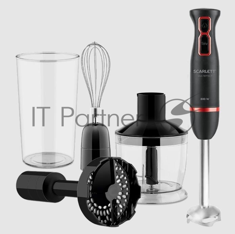Блендер погружной Scarlett SC-HB42M44 800Вт черный/красный