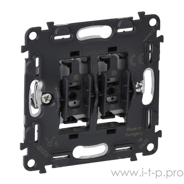 Розетки, выключатели и аксессуары Legrand 752005 Valena IN'MATIC.Выключатель двухклавишный 10А 250В.Безвинтовые зажимы