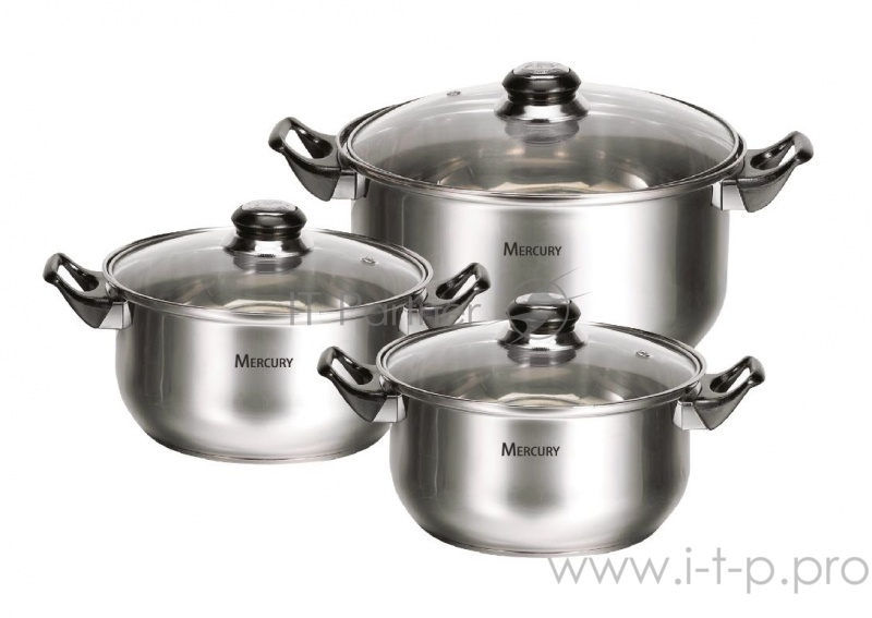 Набор посуды Mercury MC-6016 (4) 6 предметов 2,8/1,9/1,3 л 20/18/16 см