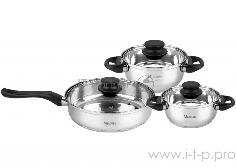 Набор посуды Mercury MC-7013 (4) 6 предметов 2,0/1,4/2,6 л 18/16/24 см