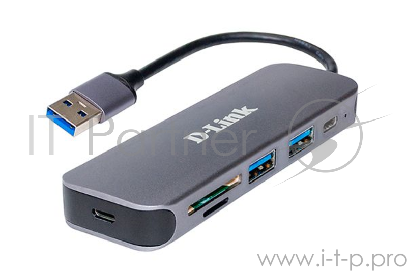 Концентратор D-Link DUB-1325/A1A с 2 портами USB 3.0, 1 портом USB Type-C, слотами для карт SD и microSD и разъемом USB 3.0