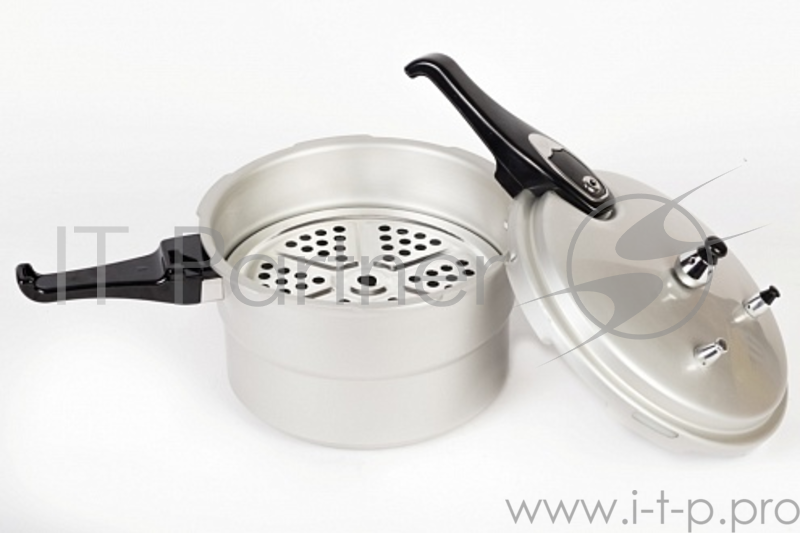 Скороварка Чудо-55-0, 5,5 л., алюмин., с пароваркой, оксидированным покрытием, г. Челябинск, серия Здоровье, раздвижные ручки