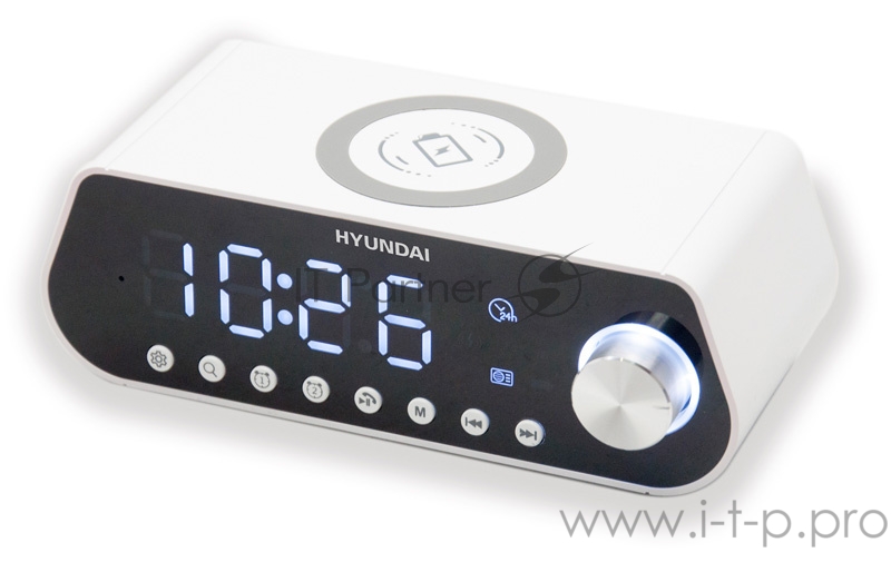 Радиобудильник Hyundai H-RCL380 белый LCD подсв:белая часы:цифровые FM