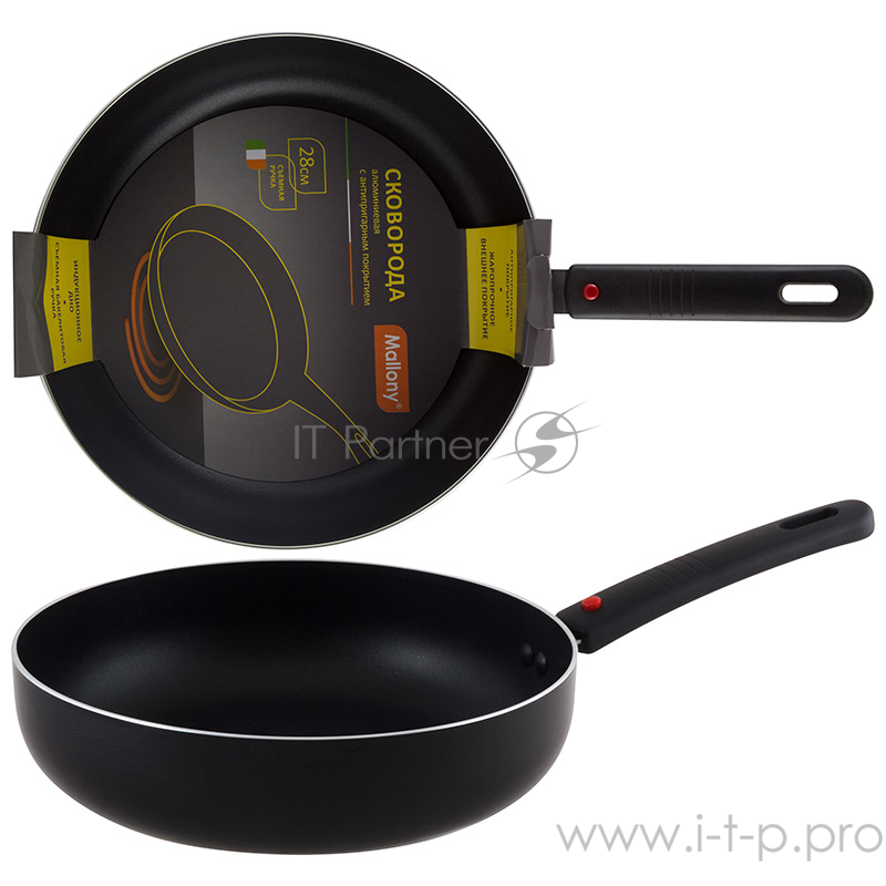 Сковорода алюм с антипригарным покрытием, съемной ручкой, MAL-DH-28, диа - 28 см, штамп, инд дно