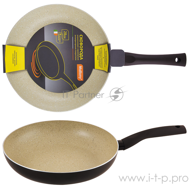 Сковорода алюмин/с мраморным (антиприг) покр-ем/MP-28, диам 28см, штамповка, прорез.ручка, инд.дно