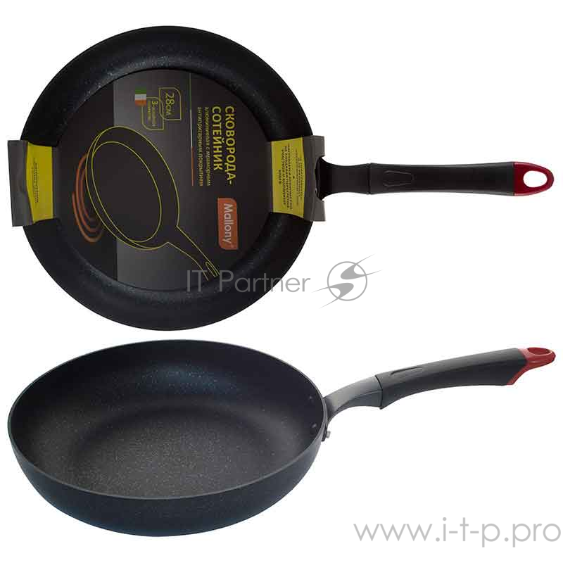 Сковорода-сотейник, алюм. с антиприг мраморным покр, MSP-28, диам - 28 см, штамповка, индукц дно