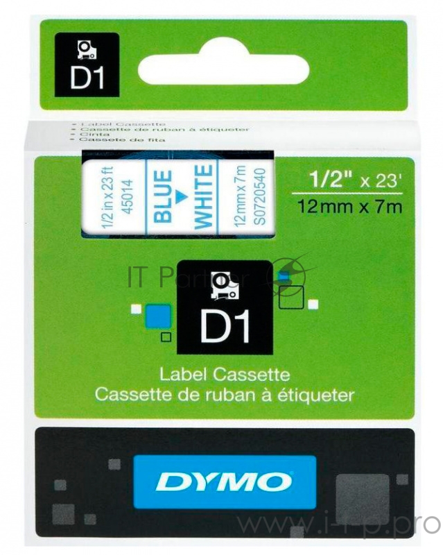 Картридж ленточный Dymo D1 S0720540 белый/синий для Dymo