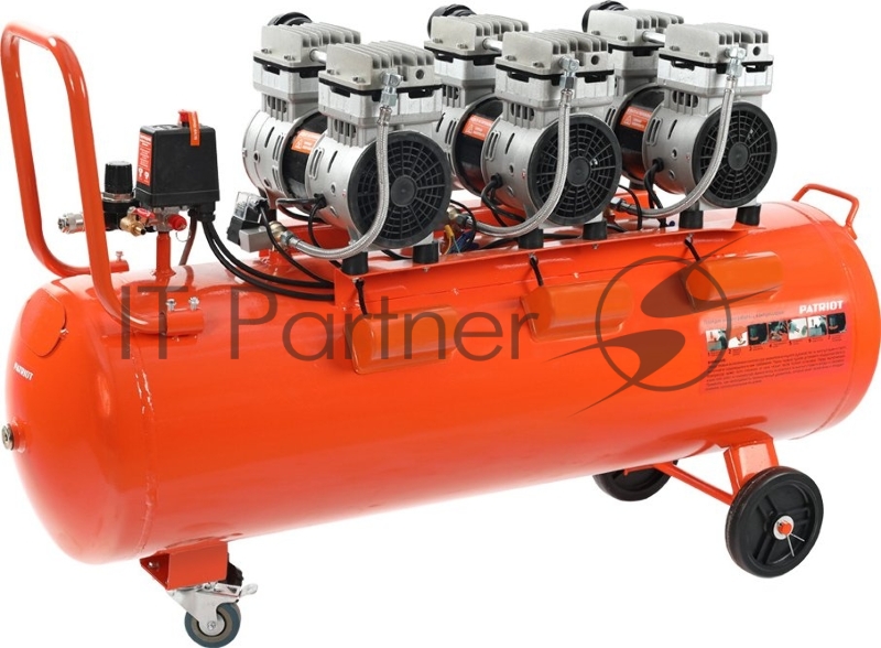 Компрессор Patriot поршневой безмасляный WO 100-440, 440 л/мин, 8 бар, 2500 Вт, 100 л, быстросъем и елочка с вентилем