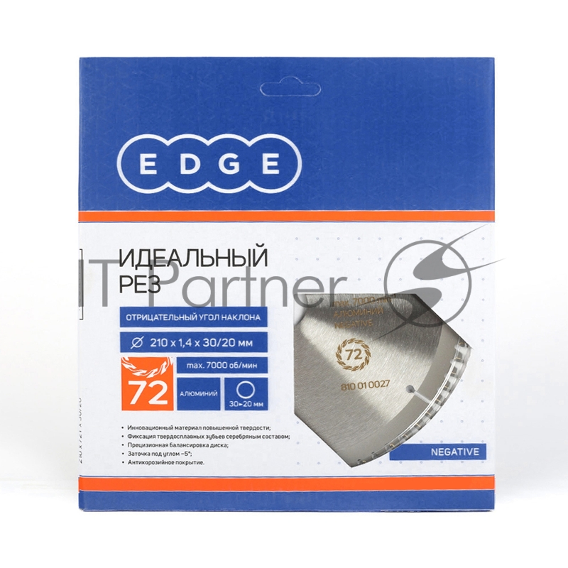 Диск EDGE by PATRIOT пильный по алюминию 210x72x30/20 negative