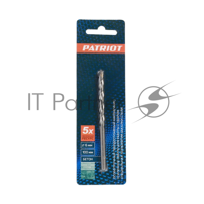 Сверло EDGE by PATRIOT по бетону 6*100 мм, 1 шт в блистере