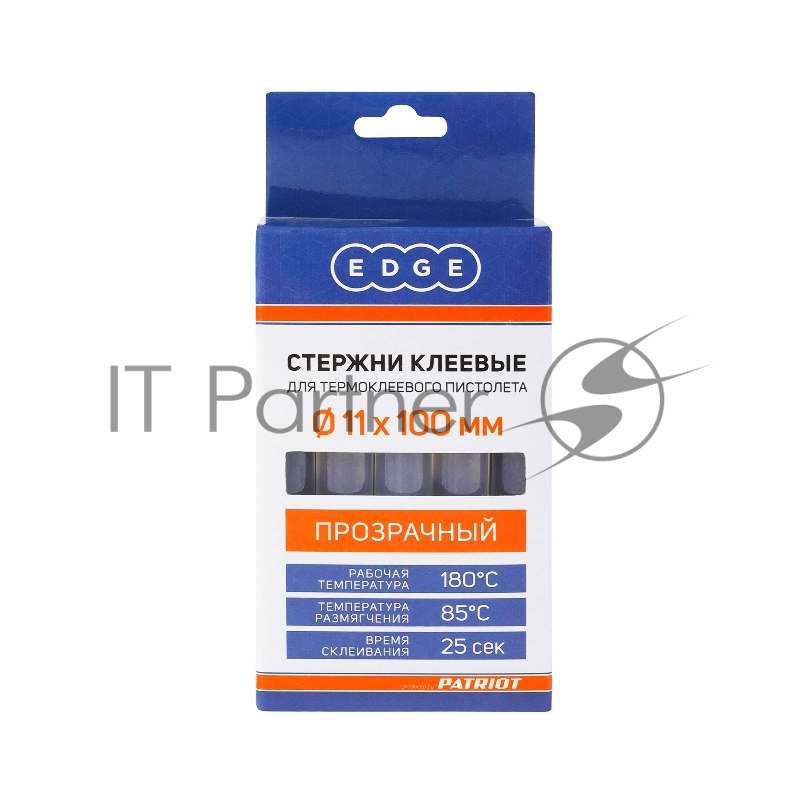 Стержни клеевые EDGE by PATRIOT 11*100мм прозрачные, упаковка 10шт