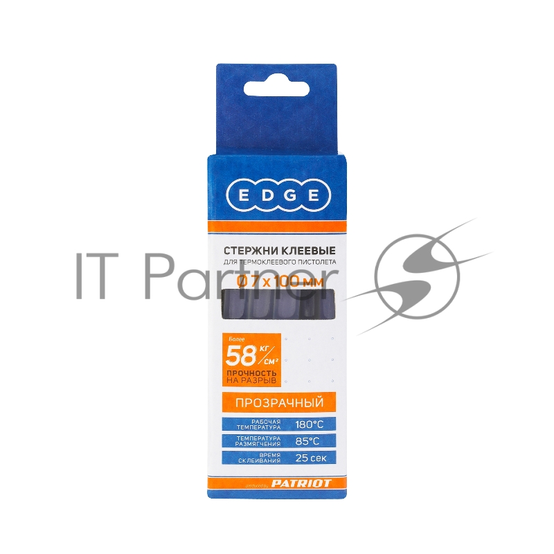 Стержни клеевые EDGE by PATRIOT 7*100мм прозрачные, упаковка 10шт