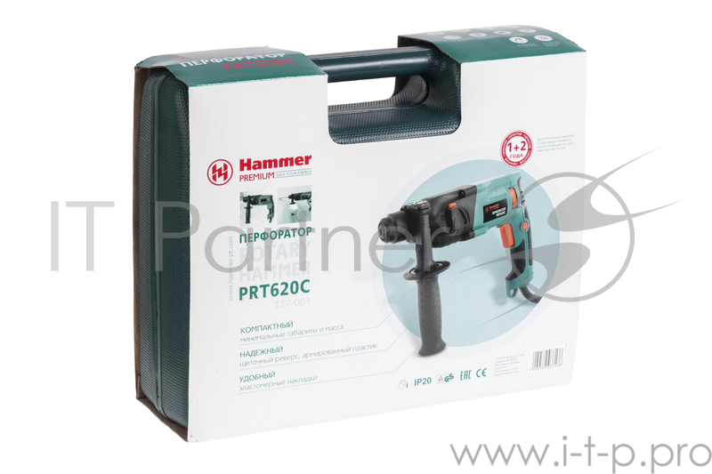 Перфоратор Hammer Premium PRT620C 137-001 Перфоратор 29255 { 450Вт SDS+ 18мм 0-1500об/мин 1.3Дж 2 режима, кейс}