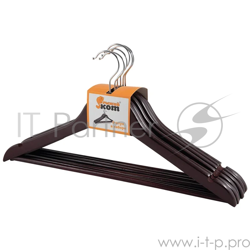 Набор вешалок деревянных Рыжий кот W2-P-RS/6 (эконом) (цвет: красное дерево, 6 шт)