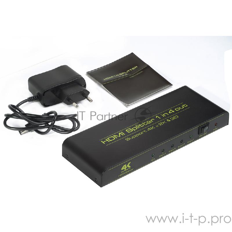 Переходник Greenconnect Разветвитель v1.4 HDMI 1на 4 выхода, 4K2K 30Hz /1080p 120Hz + индикация (GL-v104C)