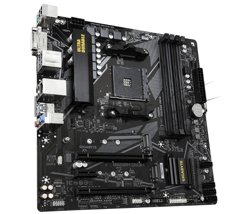 B550M DS3H, Socket AM4, AMD B550, 4xDDR4-3200, DVI-D+HDMI, 2xPCI-Ex16, 1xPCI-Ex1, 4xSATA3(RAID 0/1/10), 2xM.2, 8 Ch Audio, GLan, (4+2)xUSB2.0, (4+2)x