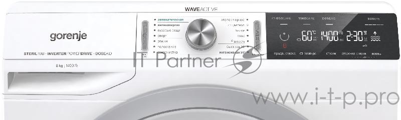 Стиральные машины GORENJE Полноразмерная стиральная машина, 85x60x54.5, фронтальная загрузка, 8 кг, 1400 об/мин, цифровой дисплей, 14 программ, белая