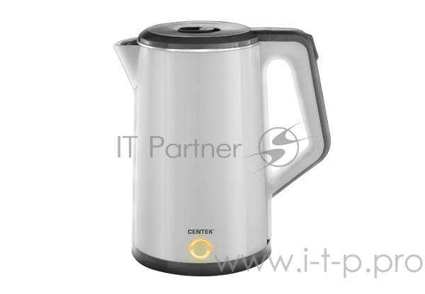 Чайник электрический Centek CT-0024 <Gray> металл, 1.5л, 1800Вт, двойная стенка, бесшовная колба
