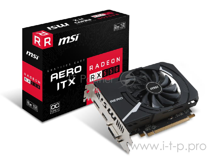 Видеокарта MSI Radeon RX550 AERO ITX OC 2Gb GDDR5 128bit DP, DVI-D, HDMI (RX 550 AERO ITX 2G OC) RTL