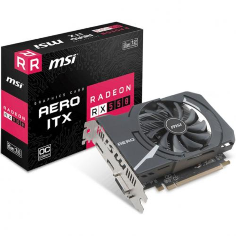 Видеокарта MSI Radeon RX550 AERO ITX OC 2Gb GDDR5 128bit DP, DVI-D, HDMI (RX 550 AERO ITX 2G OC) RTL