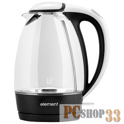 Чайники Чайник электрический element, El'Kettle, WF02GW стеклянный, черно-белый, 1.7L, 1850W-2200W