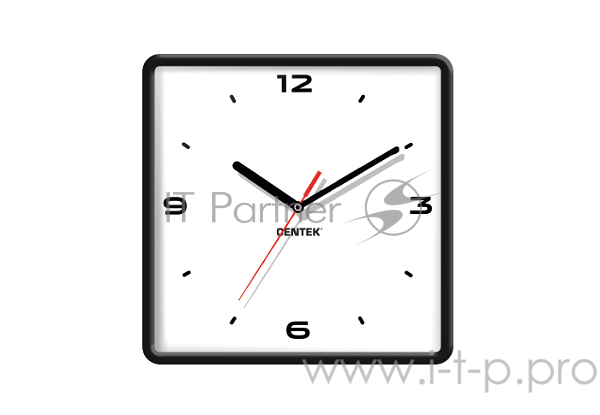 Часы настенные Centek СТ-7103 <Black> 25х25 см, квадрат, шаговый ход, кварцевый механизм`