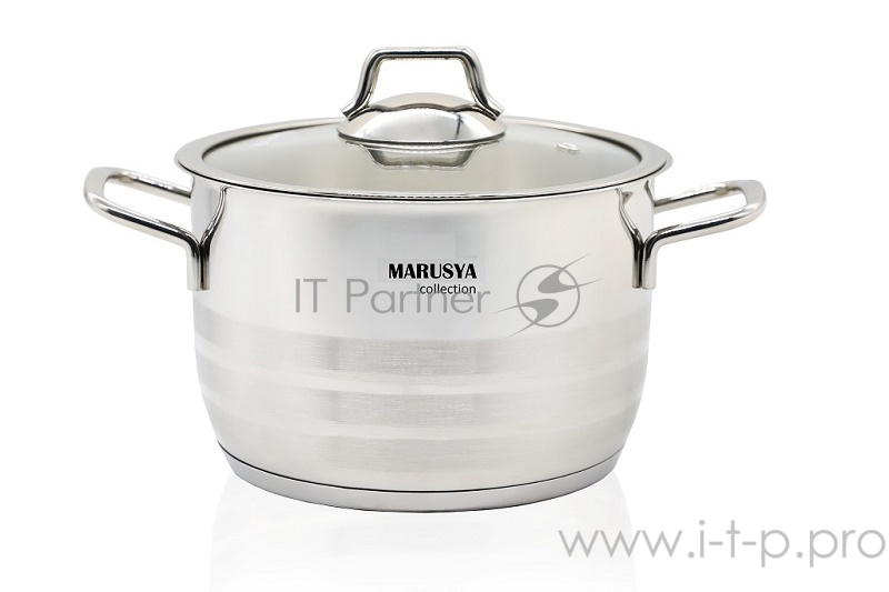 Кастрюля МАРУСЯ/ MARUSYA 85к, 8,5л из нержавеющей стали со стекл. кр., 26х16 см