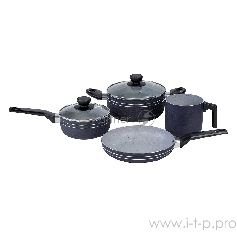 Набор посуды Galaxy GL 9508 (4шт) с антиприг мрам покрытием 6 пр: кастрюля с крышкой, ковш с крышкой