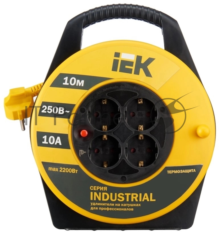 Катушка Iek WKP14-10-04-10 УК10 с т/з 4 места 2 Р + P Е /10м 3х1,0 мм2 Industrial