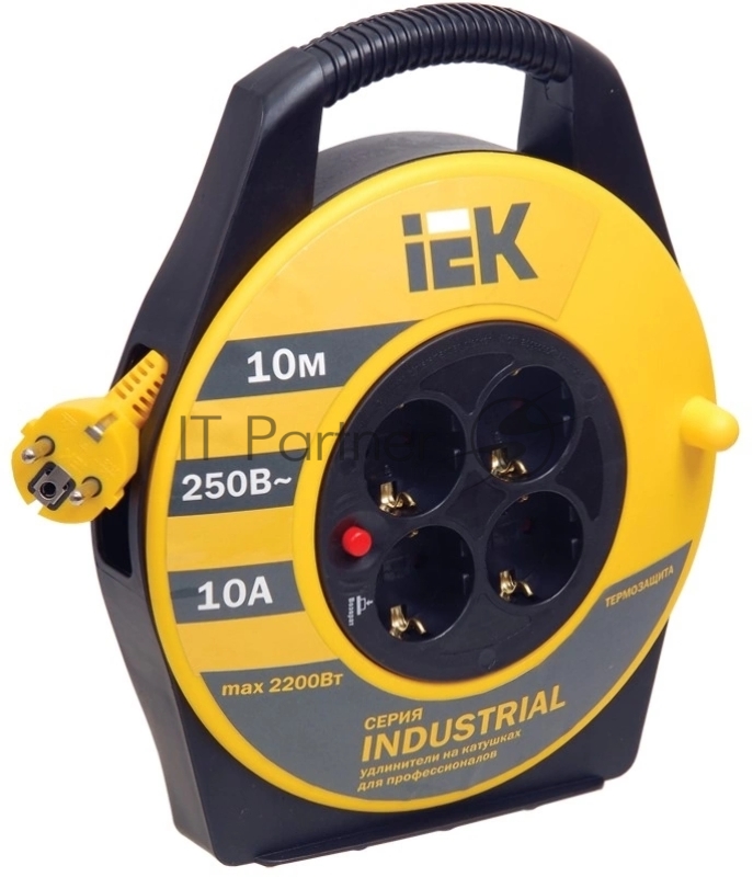 Катушка Iek WKP14-10-04-10 УК10 с т/з 4 места 2 Р + P Е /10м 3х1,0 мм2 Industrial