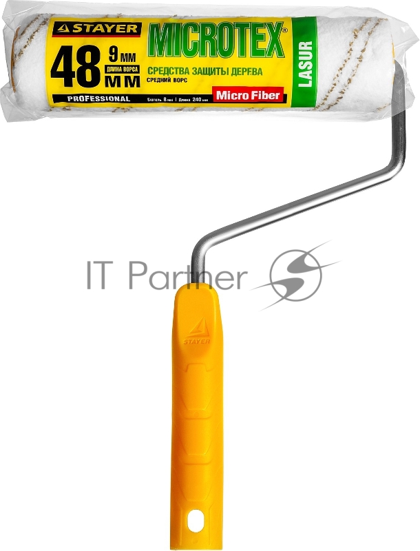 Валик МИКРОВОЛОКНО малярный в сборе, ворс 9 мм, бюгель 8 мм, 48x240мм, STAYER Profi