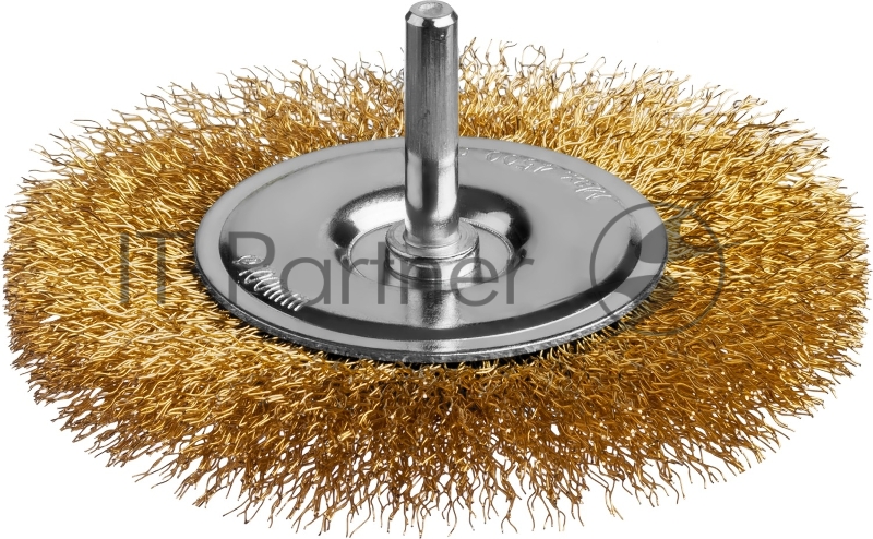 Щетка дисковая для дрели, витая стальная латунированная проволока 0,3 мм, d=100 мм, MIRAX 35145-100
