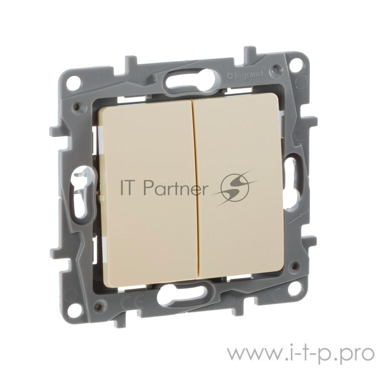 Розетки, выключатели и аксессуары Legrand 672302 Выключатель двухклавишный - Etika - 10 A - 250 В~ - слоновая кость