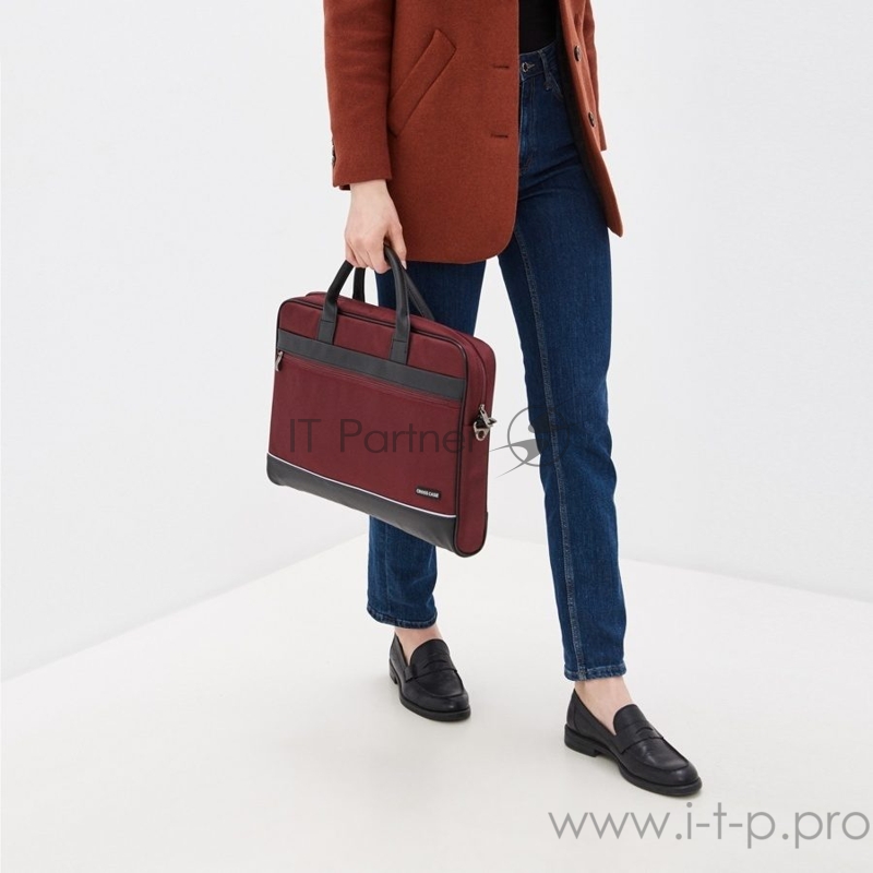 CROSS CASE CC17-014 Сумка для ноутбука чёрно-бордовая (17.3, нейлон, искусственная кожа)