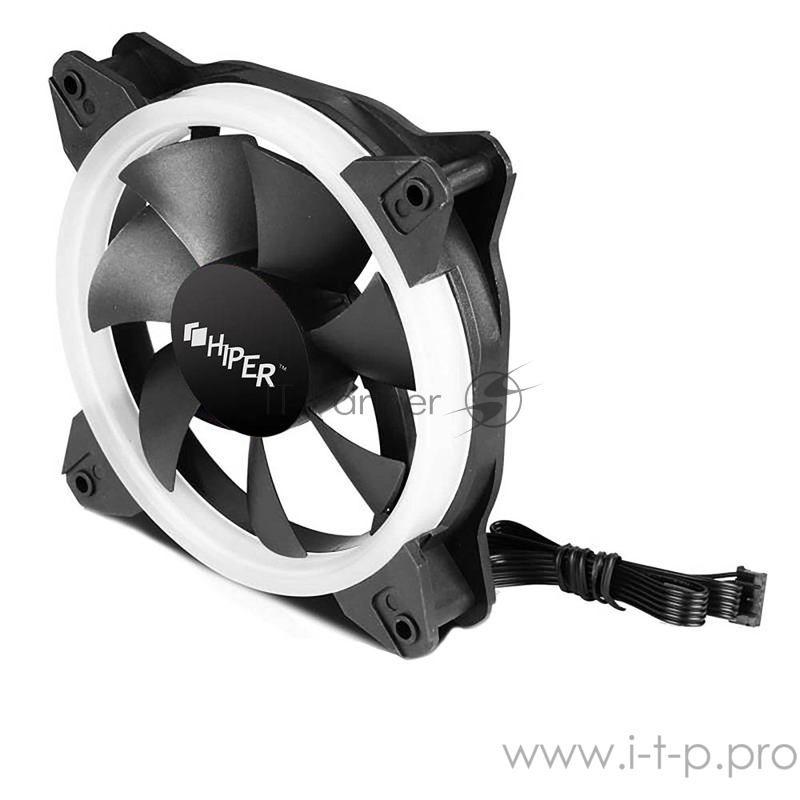 вентилятор для корпуса Single ring, RGB fan HIPER HCF1251-03, 120*120*25mm (38.5CFM, 1200RPM, 3+4PIN)