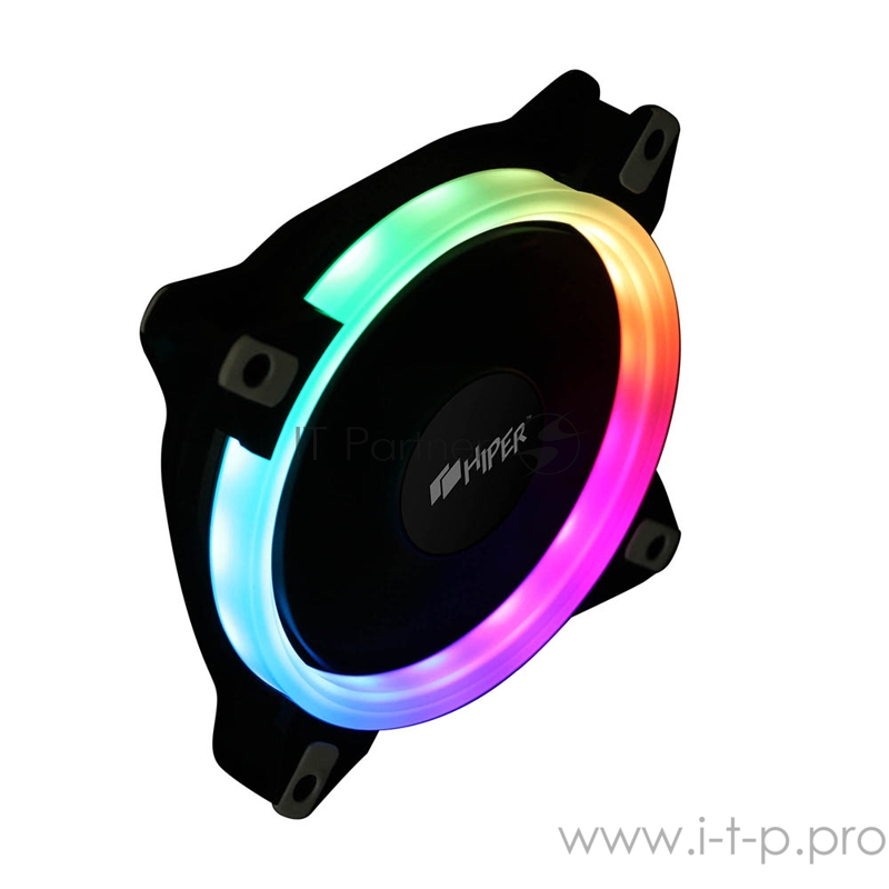вентилятор для корпуса Single ring, RGB fan HIPER HCF1251-03, 120*120*25mm (38.5CFM, 1200RPM, 3+4PIN)