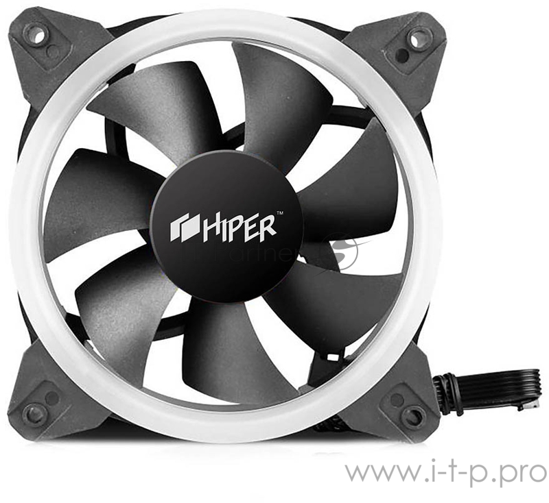 вентилятор для корпуса Single ring, RGB fan HIPER HCF1251-03, 120*120*25mm (38.5CFM, 1200RPM, 3+4PIN)