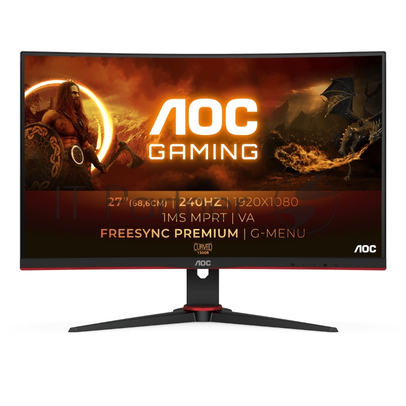 МОНИТОР 27 AOC C27G2ZE Black-Red (VA, изогнутый, 1920x1080, 240Hz, 0.5 ms, 178°/178°, 300 cd/m, 80M:1, +2xHDMI 2.0, +Di