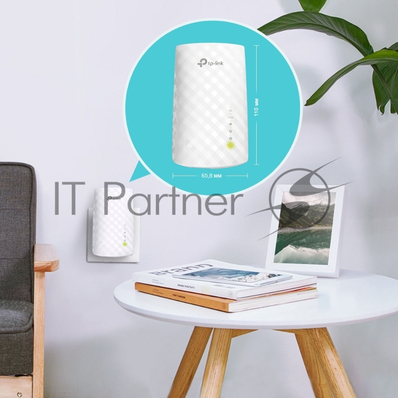Усилитель Wi-Fi сигнала AC750 OneMeshTM WiFi Range Extender, 300Mbps at 2.4G and 433Mbps at 5G, compact house with internal antennas, 1 10/100Mbps Ethernet port, WPS button for quick setup, Smart Indicator for best location, support OneMeshTMtechnolo