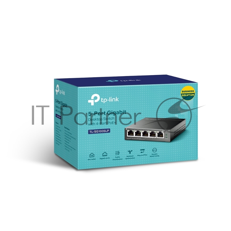 Коммутатор 8-Port 10/100Mbps Unmanaged Switch with 4-Port PoE, metal case, desktop mount, PoE budget 41W.