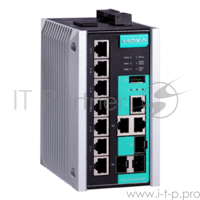 Промышленный 10-портовый управляемый коммутатор: 7 портов 10/100 BaseT(X) Ethernet, 3 комбо-порта Gigabit Ethernet (RJ-45 + SFP), -10...+60C