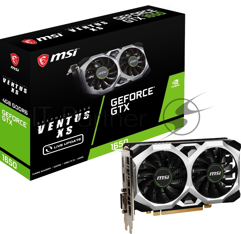 Видеокарта MSI Video Card Nvidia GTX 1650 D6 VENTUS XS V1 (GTX1650, 4GB, GDDR6, 128bit, HDMI, DP, DVI-D)