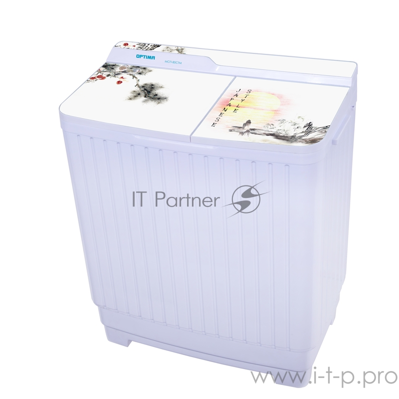 Стиральная машина OPTIMA МСП-115СТ полуавтомат стекл.крышка (белая крышка, японский стиль)