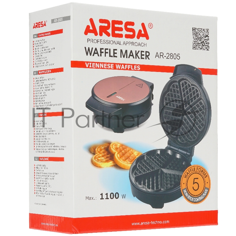 Вафельница ARESA AR-2805 (венские вафли), 1100 Вт