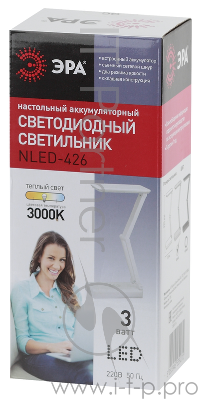 Светильник настольный ЭРА NLED-426-3W-W белый