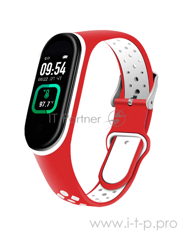 Фитнес-трекер Smarterra FitMaster Ton TFT корп.:черный рем.:красный/белый (SMFT-T05)