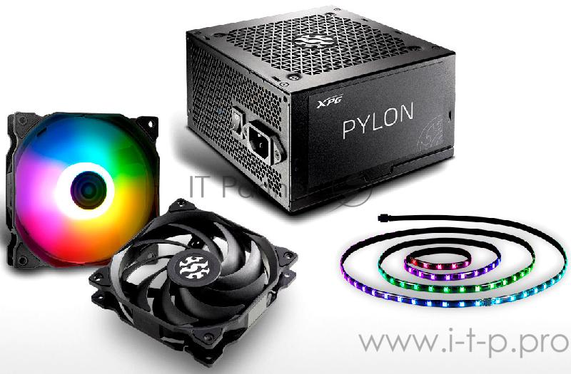 Игровой блок питания чёрный XPG PYLON650B-BLACKCOLOR (650 Вт, PCIe-2шт, ATX v2.31, Active PFC, 120mm Fan, 80 Plus Bronze)